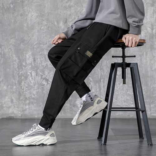 Elastic Waist Big Pocket Cargo Pants Men Streetwear Spring Autumn Wide Leg  Joggers Solid Color Oversize Baggy Pants Women - AliExpress