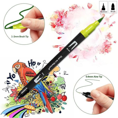Generic 48 Colors Dual Tip Brush Pen Water Based Coloring Markers For
