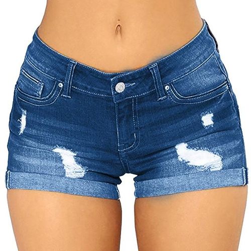 ファッション特集 Generic Summer High Ripped Color Solid Shorts Jean Women's Clothing
