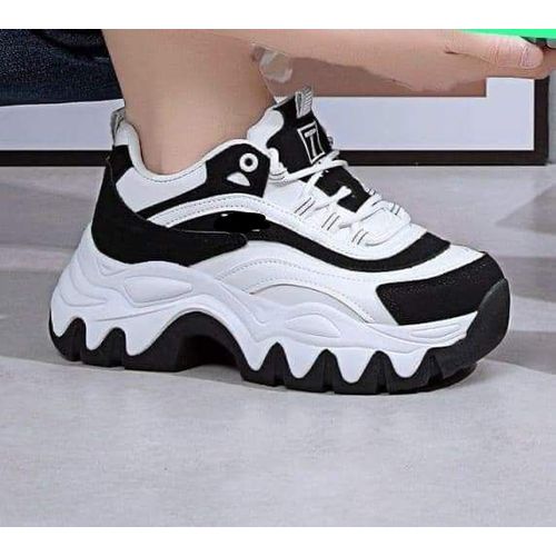 Fashion White/Black Lace-up Sneakers