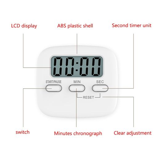 Kitchen Timer - Digital with Large Digits, Magnetic Backing 