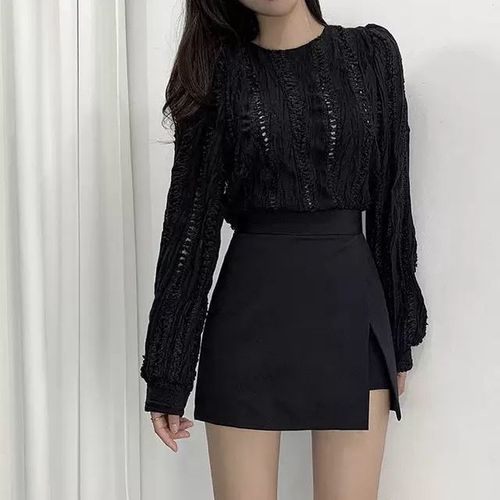 Black mini skirt korean style clearance