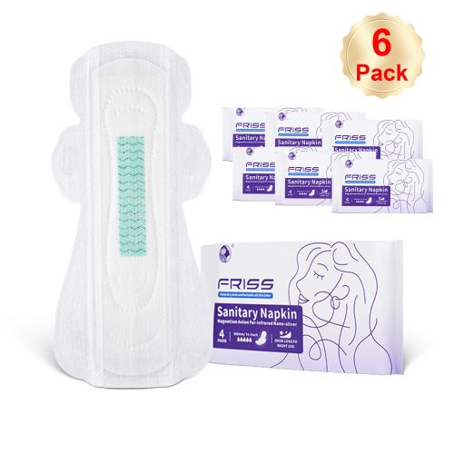 product_image_name-FRISS-Overnight Pads with Wings 360mm Extra Long Heavy Flow Protection for Night Use 6Pack 4pcs/pack-1