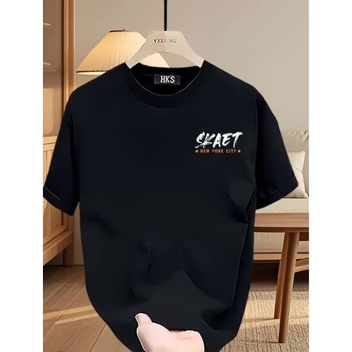 Fashion Skate Boarding Crew Neck T-shirt-Black - image 2