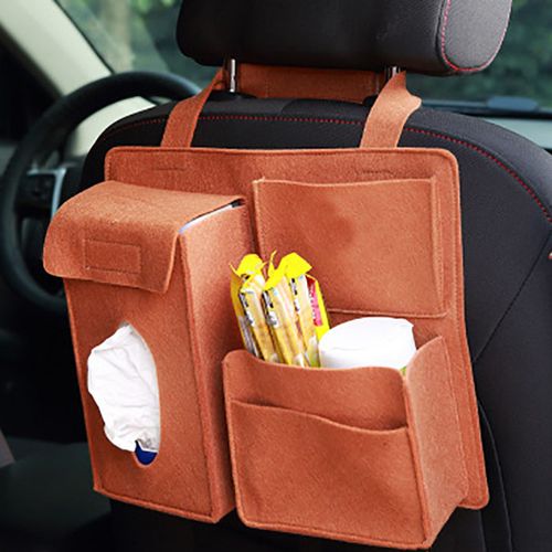 Generic Car Back Seat Storage Bag Organizer Hanging Bag Paper Towel Mobile  Phone Storage Felt Bag Debris Organizer Accessories Brown