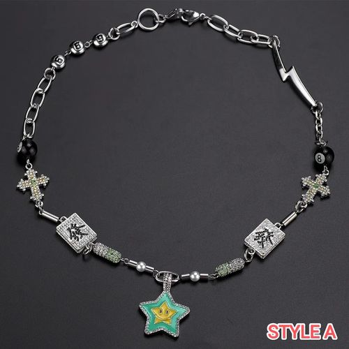 Fashion New Crystal Star Fortune Cross Lucky Star Necklace