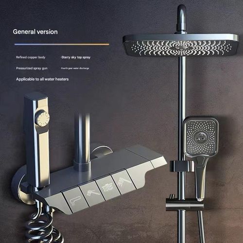product_image_name-Generic-Wall-Mounted Bathroom Standing Shower System with Waterfall Rain Square Shower Faucet Shower Set, Faucet Bathroom Shower Complete Set Bathroom Heads Shower Bath & Shower Faucets Wall Mounted Bath Rainfall Shower Mixer Faucet Set-3