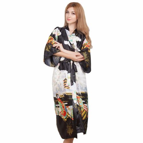 تسوق (Black)Soft Flannel Coral Fleece Women's Warm Full Sleeve Super Long  Bath Robe Female Kimono Bathrobe Dressing Gown Robes Autumn Winter MOS  اونلاين | جوميا مصر