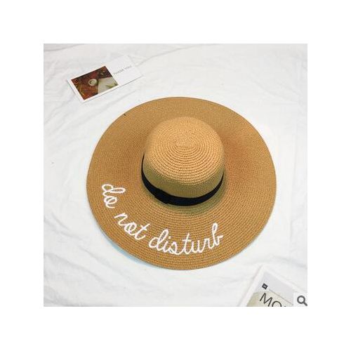Fashion Wide Brim Sun Hats For Women Letter Embroidery Straw Hats Girls Do  Not Disturb Ladies Straw Hats Folding Travel Cap