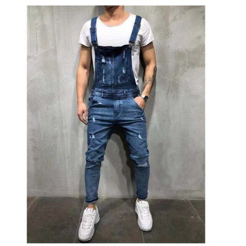 Ripped Jean Overalls Men - Distressed Denim Overalls