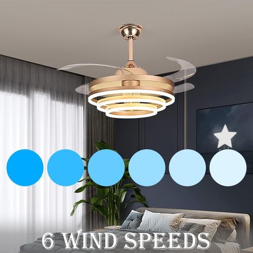 Generic Modern Retractable Blade Ceiling Fan Chandelier 42inch - image 3