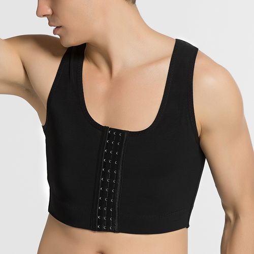 Generic Mens Shapewear Tops Body Shapers Short Sleeves Gynecomastia  Compression Shirts Hide Man Moobs Chest Binder Shaper Crop  Top(#LQP257-Black)