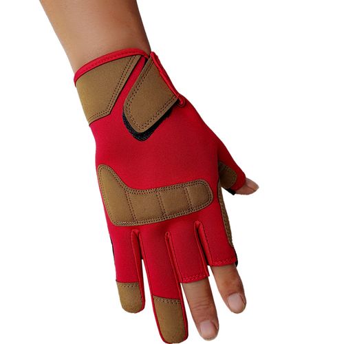 Generic (Red)Fishing Gloves New Summer Waterproof Cut Proof Non-slip Gloves  Men Three-finger Fishing H SCO