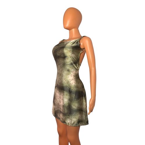 Fashion Olive green satin mini dress - image 2