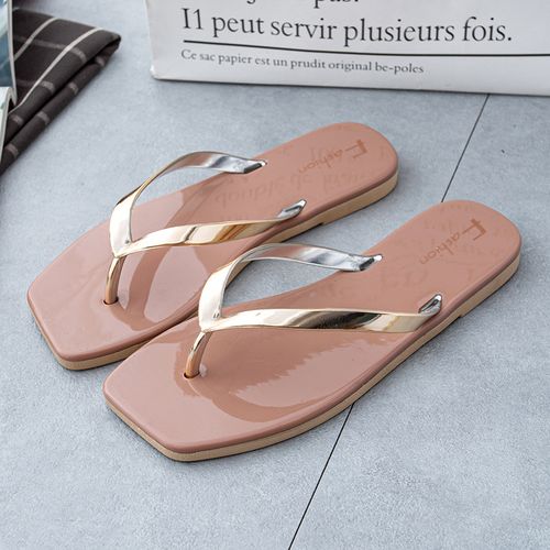 Fashion Soft Women Quality Casual Rubber Flip Flop Jelly Slippers - Nude