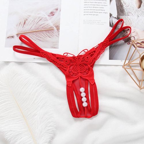 Sexy Lace Thong Women Butterfly Low Waist Transparent Panties