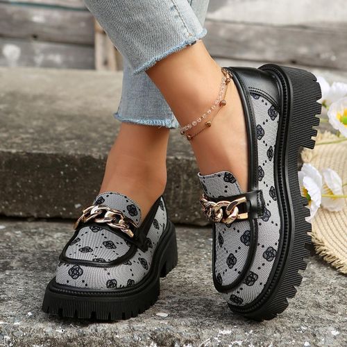 product_image_name-Fashion-Unisex Designer Chunky Sole Loafers with Gold Chain – Fashion Platform Shoes (Grey & Black)-3