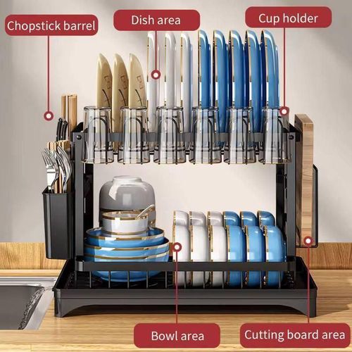 Generic Rustless Dish Rack, Two Tier Plate Rack With Drainer - image 2