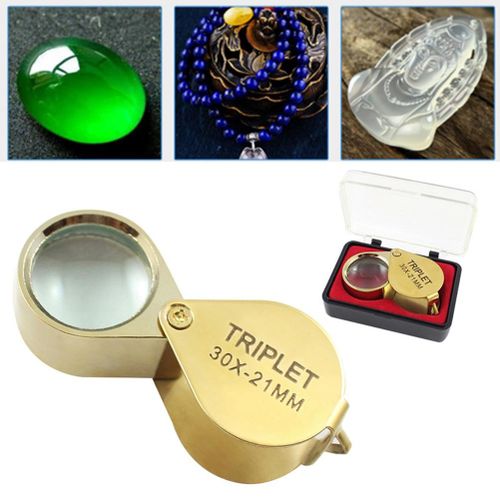 Generic Portable 30X Power Jewelers Magnifying Glass Gold Eye