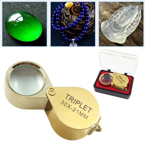 Generic Portable 30X Power Jewelers Magnifying Glass Gold Eye Loupe