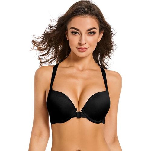 Generic White Bras Front Closure Sexy 1/2 Cups Push Up Bras For Women Thin  Bra Double Straps Padded 65 70 75 80 85 90 95 100 A B C D E