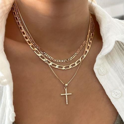 product_image_name-Fashion-Multi-Layers Chunky Cross Pendant Necklace For Women And Men-1
