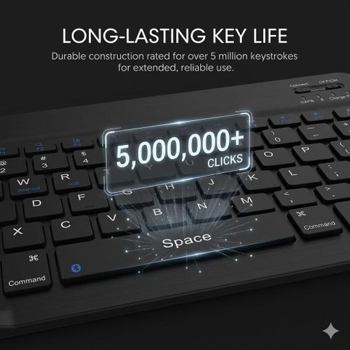 Generic 10 Inch Ultra Slim Wireless Bluetooth Keyboard Rechargeable Silent Keys, flexible keyboard for android, ios, phones, tablets, iPads, laptops and desktop computers, external keyboard - image 7