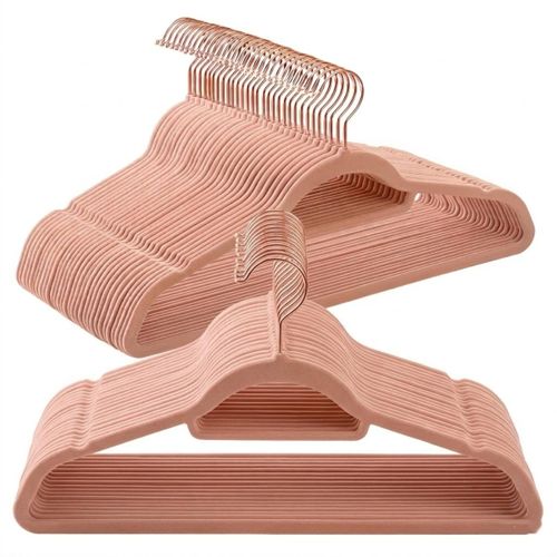 LASA 60 Clothes Hangers - Pink with Rose-Gold-Look Hooks
