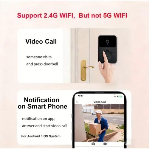 product_image_name-Generic-Camera Doorbell WiFi Smart DoorBell With Camera Black-4