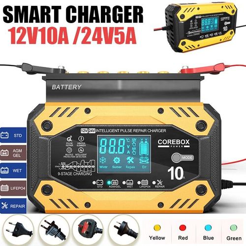 Generic Car Battery Charger Full Automatic 12V 24V ligent Fast Charging Repair Charger for AGM LFP WET Lead Acid Jumia Nigeria