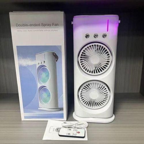 Generic Double Fan Headed Cooling Mist Spray USB Rechargeable Fan