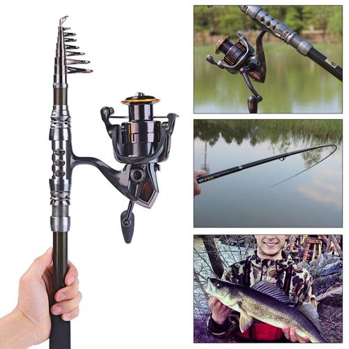 Generic Telescopic Rod And Reel Combos Kit Carbon Bass Tackle Spinning  Gears Set 2.1M+WQ3000 2.1M WQ3000