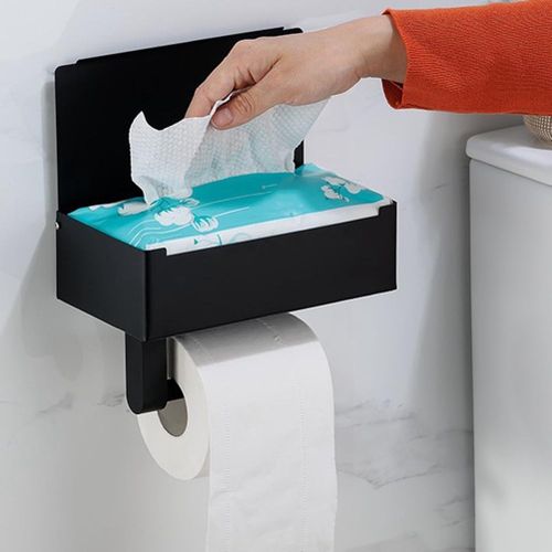 Toilet Paper Holder with Flushable Wet Wipes Dispenser & Storage Small
