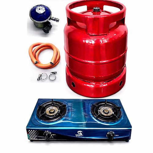 product_image_name-Generic-6kg Gas Cylinder (Red) + Stainless Gas Cooker + Meter Regulator + Hose + Gas Clips Complete-1