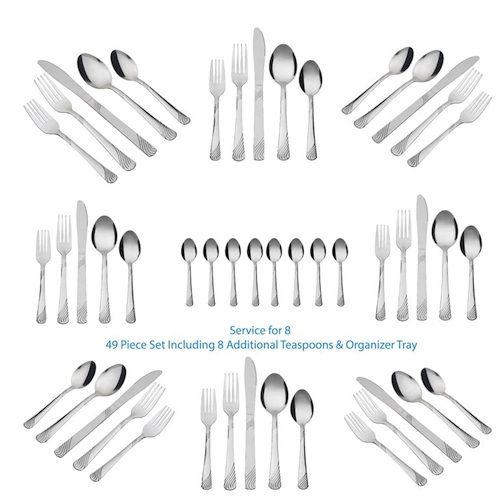 Mainstays 4-Piece Swirl Stainless Steel Dinner Knife Set, Silver Tableware