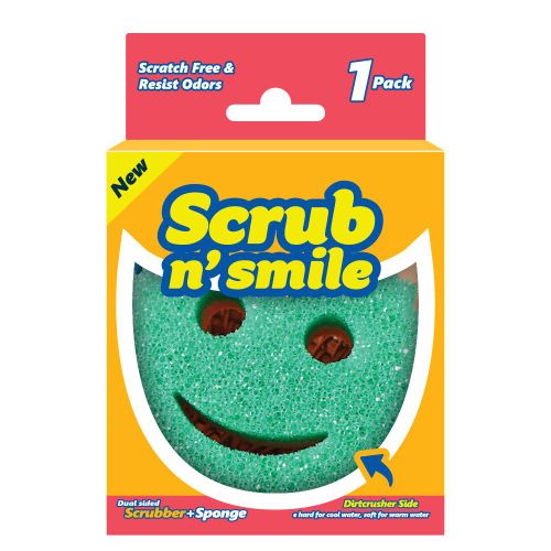 Premium Scrub n' Smile Dual-Sided Kitchen Sponge & Bathroom Scrubber – Non-Scratch Multi-Surface Washing Sponge & Scouring Pad