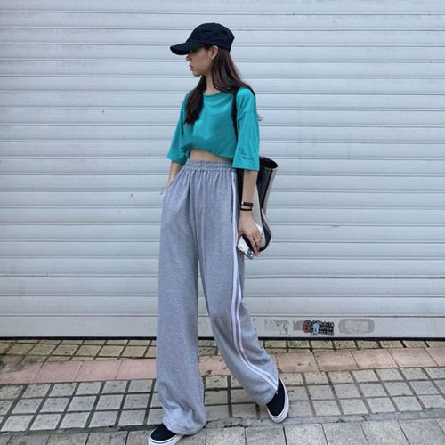 Fashion Mingliusili Black Sweatpants Women Autumn Korean Style Print  Joggers Hot Pants