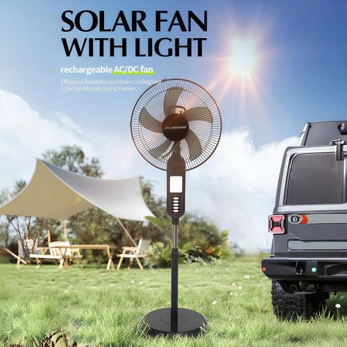 product_image_name-Generic-16 Inch Solar Rechargeable Standing Fan with LED Light 9V 25W Solar panel-2