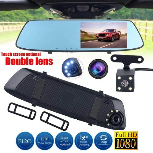 4.3 1080P HD Dual Lens Car DVR Dash Cam Front Rear Mirror G