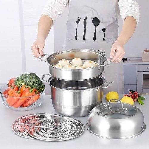 Generic Quality 2 In 1 Stainless Steel Steaming Pot