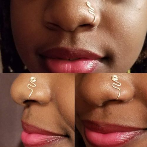 Silver Fake Nose Ring Hoop With Beads