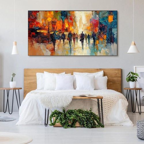 product_image_name-Art & Craft-Urban Rainy Cityscape Impressionist Oil Painting Art Print-3