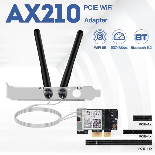 5374Mbps Wifi 6E Intel AX210 Pcie Wireless Adapter Bluetooth 5.3
