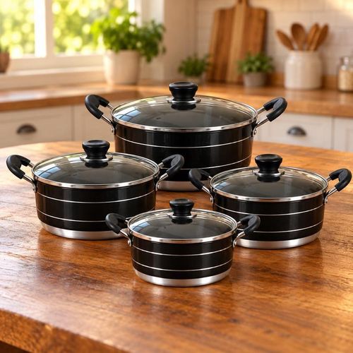 Generic 4-Piece Non-Stick Cookware Pot Set with Glass Lids - image 2