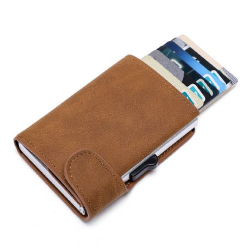 Credit Card Holder RFID Blocking Leather Automatic Pop Up Wallet
