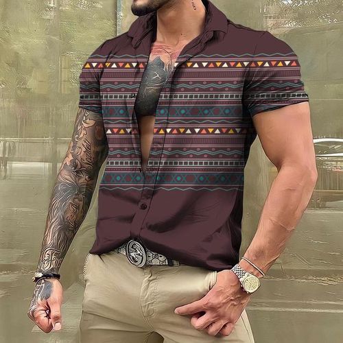 Generic Vintage Men's Shirts Short Sleeve S Totem Graphics Harajuku Streetwear  Button Up Oversized Clothing For Men Hawaiian Shirts