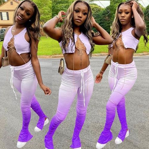 Generic Sexy Women Two Piece Set Matching Sets Club Outfits Summer Clothes For Women 2 Piece Crop And Stacked Leggings Pants Set Jumia Nigeria