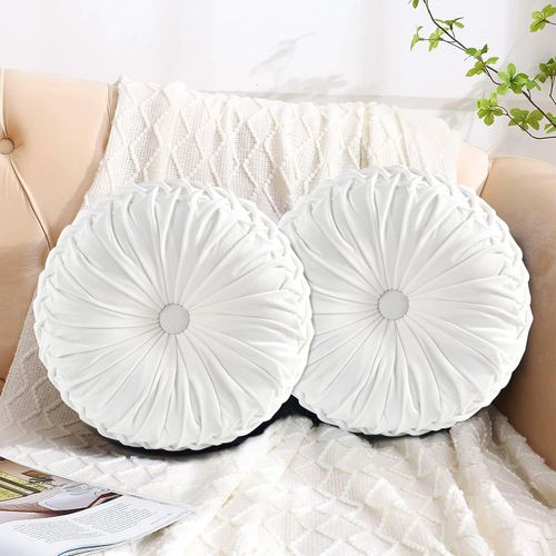 product_image_name-Generic-Round Throw Pillow Velvet Home Decoration Pleated Round Pillow Cushion for Couch Chair Bed Car -8