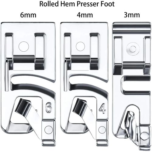 ANYQOO 3 Sizes Rolled Hem Pressure Foot Sewing Machine Presser Foot