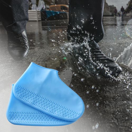 Generic Shoe Covers Silicone Waterproof Soft Elastic Blue Color M